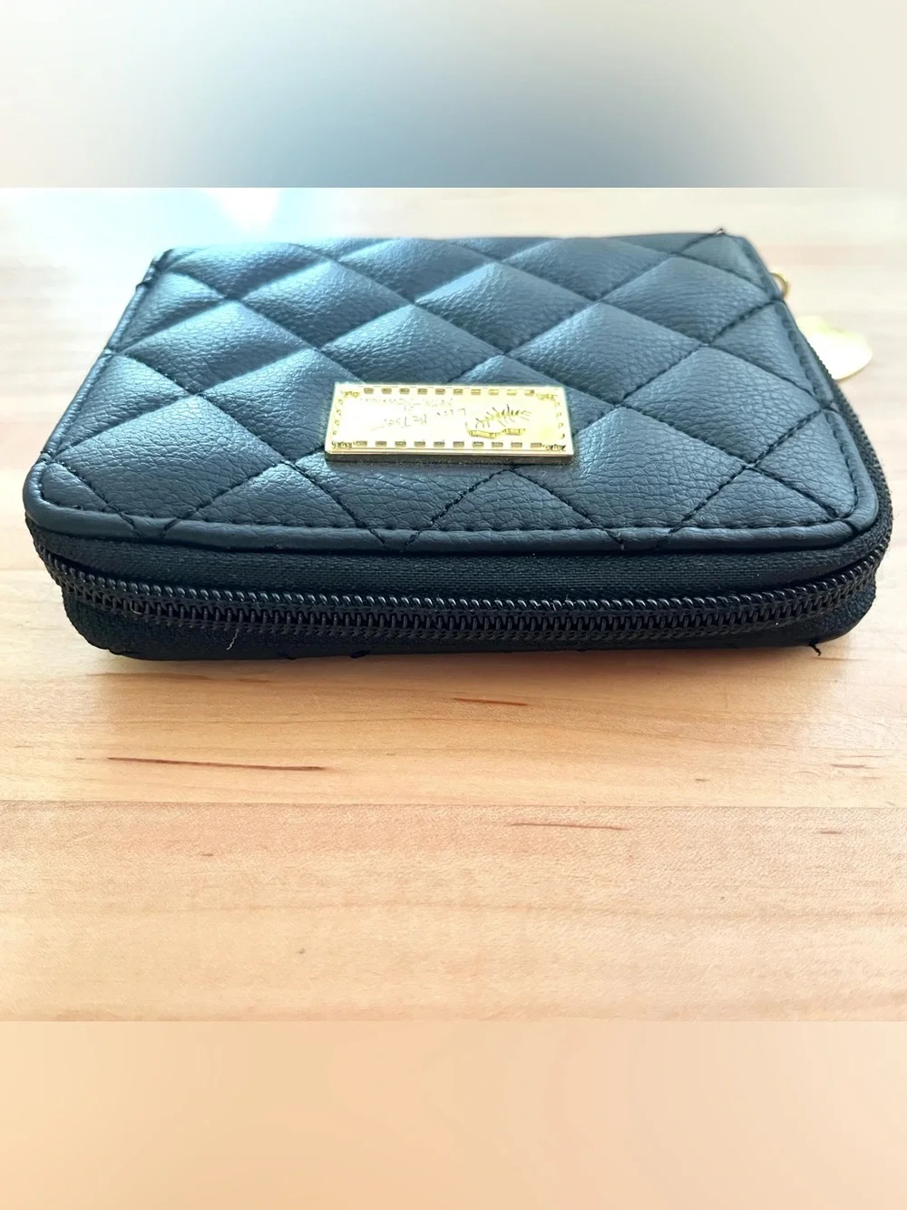 Luv Betsey by Betsey Johnson black quilted zip-around card holder wallet